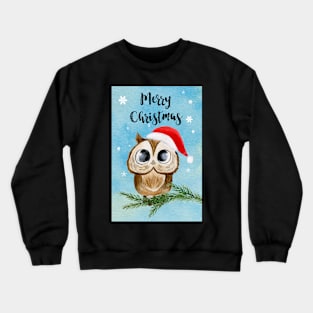 Watercolo Christmas Owl Crewneck Sweatshirt